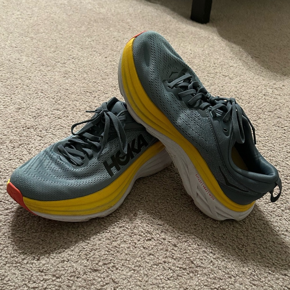 Hoka One One Men's Gray and Yellow Athletic Running Shoes